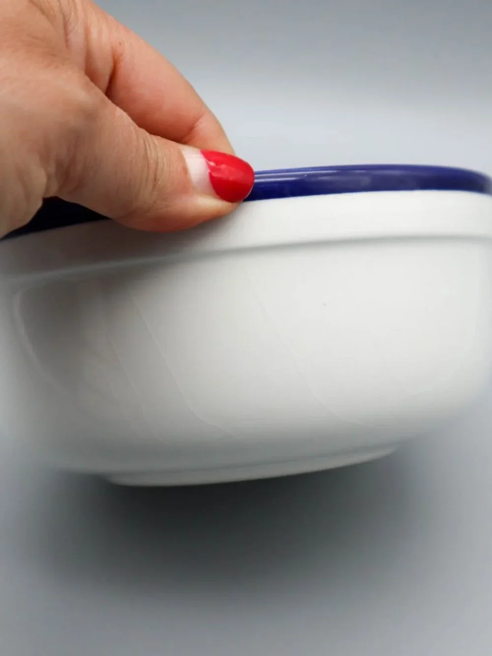 Crate & Barrel Blue & White Fish Soup Cereal Bowl Italian Pottery Over & Back